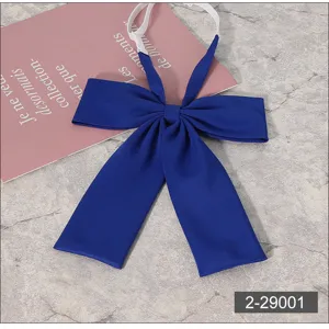 Japanese style blue JK uniform bow tie with white elastic strap, classic collar ribbon.