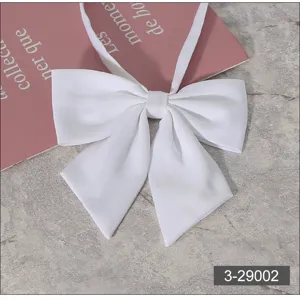 Gros plan detail d'un noeud papillon blanc uniforme JK, accessoire col pointe unicolore