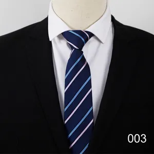 Men's classic business striped necktie 8cm width professional suit tie for formal wear.