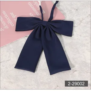 Japanese JK uniform bow tie, dark blue collar bow for school girls, classic fabric detail.