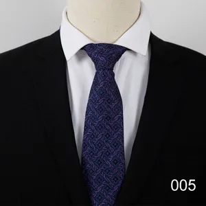 Men's business formal tie detail view, elegant purple patterned necktie for suit wear.