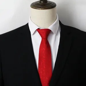 Cravate formelle rouge pour hommes vue de détail, cravate texturée élégante pour mariage