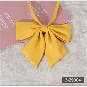 Nœud papillon JK jaune pour femmes, fleur de col pointu unie, accessoire d'uniforme scolaire.