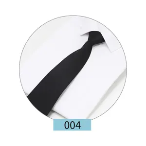 Men's solid color business formal zipper necktie detail shot, professional suit accessory.