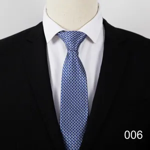 Blue geometric business necktie for men, formal suit and shirt matching tie detail view.