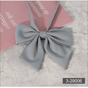 Nœud papillon d'uniforme JK gris, fleur de col pointue unie, accessoire élégant pour femmes.
