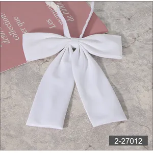 Japanese style white JK uniform bow tie, classic flat angle design for school girls and daily wear.
