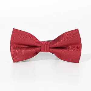 Close up of a classic red twill fabric bow tie for men, elegant formal accessory.