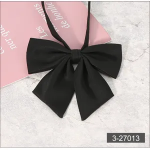 Noeud papillon JK noir pour femmes, accessoire cravate ruban uniforme angle pointu chic.