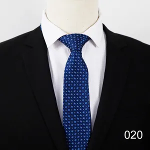 Classic blue business necktie for men with stylish geometric dot pattern. Professional.