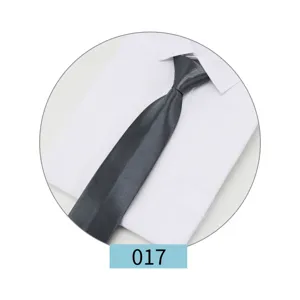 Men business zipper tie dark grey solid color formal wear suit professional necktie accessory