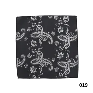 Pañuelo de bolsillo hombre paisley negro de poliéster accesorio moda vintage elegante