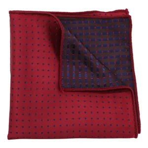 Men's silk pocket square red blue dot suit handkerchief wedding business party accessory