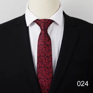 Men's business formal tie with red and black floral pattern, perfect for professional suits and shirts.