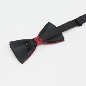Men's black and red patterned bowtie for business, wedding, formal suit and shirt accessory.