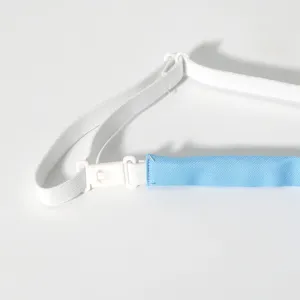 Japanese JK bow tie strap detail, blue and white adjustable ribbon accessory for women.