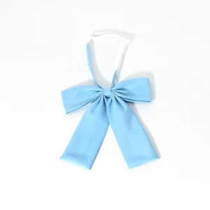 Light blue Japanese JK uniform bow tie with adjustable white neck strap for daily school wear.
