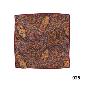 Pañuelo de bolsillo vintage clásico con estampado de cachemira para hombre, poliéster elegante.