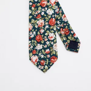 Men's floral slim necktie arrow design green casual business fashion neck tie 6cm width