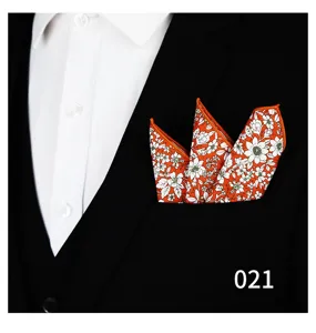 Pañuelo de bolsillo floral naranja para hombre chaqueta de traje boda fiesta estilo.