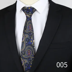 Men's blue paisley jacquard necktie 6cm slim tie for business formal suit interview wedding