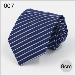 Professional business men tie 8cm blue striped polyester necktie for formal wear new