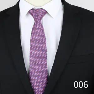 Men's business tie red blue patterned formal necktie for office professional wear 6cm wide