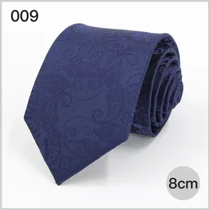 Blue paisley patterned silk necktie for men business formal wear 8cm wide classic tie