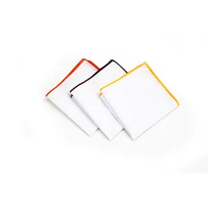 Pañuelo de bolsillo blanco para hombre pañuelo de traje con borde enrollado clásico
