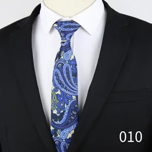 Men's blue paisley jacquard tie, professional business formal suit tie 6cm width.