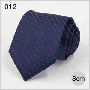 Men's navy blue business necktie with cute dog pattern 8cm width formal wear accessory