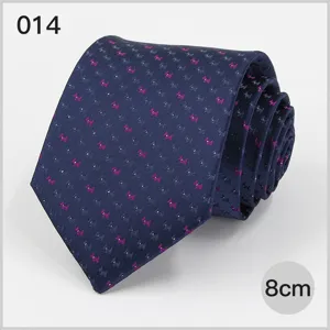 Men business necktie 8cm wide dark blue with cute dog pattern stylish formal wear accessory