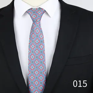 Detailed view of the exquisite floral jacquard necktie showing intricate pattern and texture.