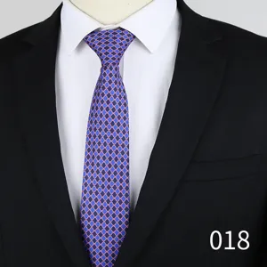 Blue jacquard tie with pink pattern, 6cm slim width, detailed view for formal business attire.