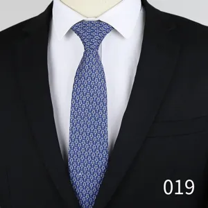 Men's classic blue silk jacquard necktie with anchor pattern for business formal wear 6cm