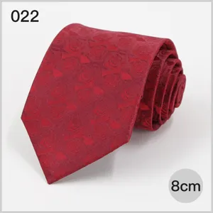 Red business men's tie formal wear classic woven fabric stylish accessory 8cm width