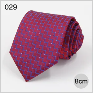 Men business silk tie red blue plaid necktie formal suit width 8cm stylish office wear