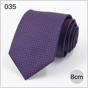 Professional 8cm business necktie for men, elegant dark purple pattern design for formal wear.