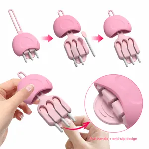 Mini pennello per labbra in silicone e set applicatore rossetto con custodia portatile per trucco.