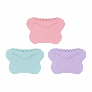 Silicone butterfly gua sha board facial body massage tool scraping beauty device pink