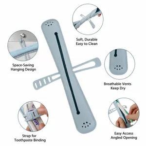 Portable Travel Silicone Toothbrush Case Toothpaste Holder Dust-Proof Hanging Strap Organizer For Home Travel