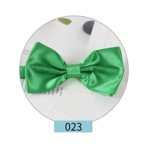 Classico papillon in seta verde tinta unita da uomo, ideale per matrimoni e affari.
