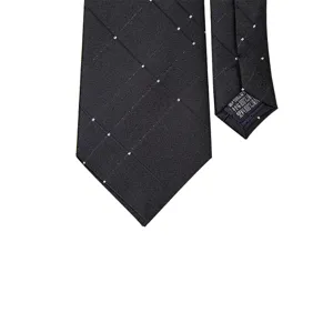 Classic black grid men's business tie for formal events, weddings, and professional wear.