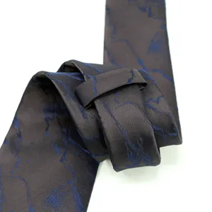 Classic business men's tie with stylish blue marble pattern for formal wear and suits.