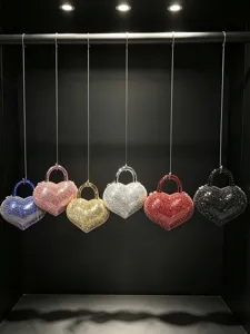 Borsa da sera cuore strass cristallo acrilico minaudière lusso festa spalla borsa dettaglio