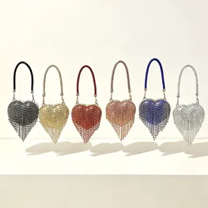 Mode Strass Herzform Abendtasche Für Damen Mini Quaste Clutch Mit Kette Elegante Bankett Party Handtasche