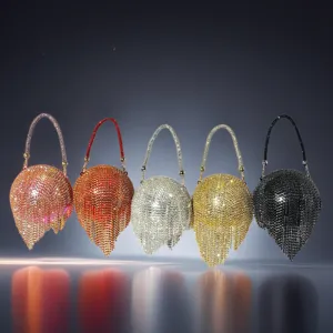 Sac de Soirée Franges Strass Luxe Femme Pochette Cristal Brillante Mariage Fête Sac Bandoulière Épaule