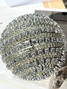 Sparkling rhinestone ball evening clutch bag, stunning crystal sphere design close-up detail