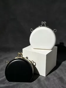Kleine PU ronde beugel schoudertas, elegante vintage crossbody handtas voor dames.