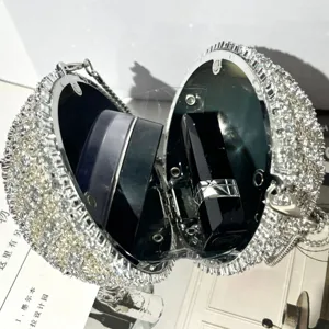Crystal rhinestone sphere evening bag luxury round minaudière clutch purse for women party